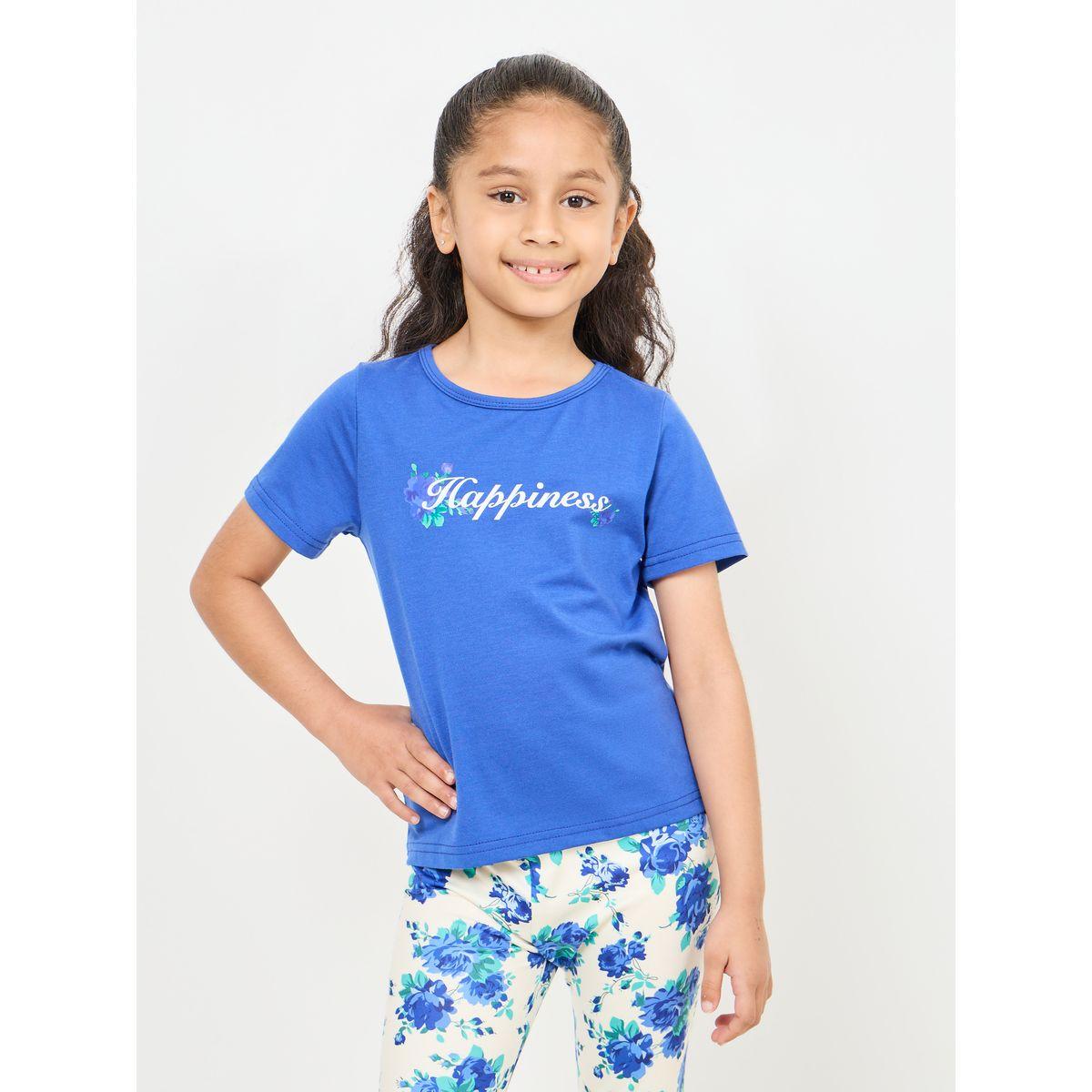 Styli Slogan Printed Floral T-Shirt & Pyjama Set-girls-clothing-nightwear-image-2