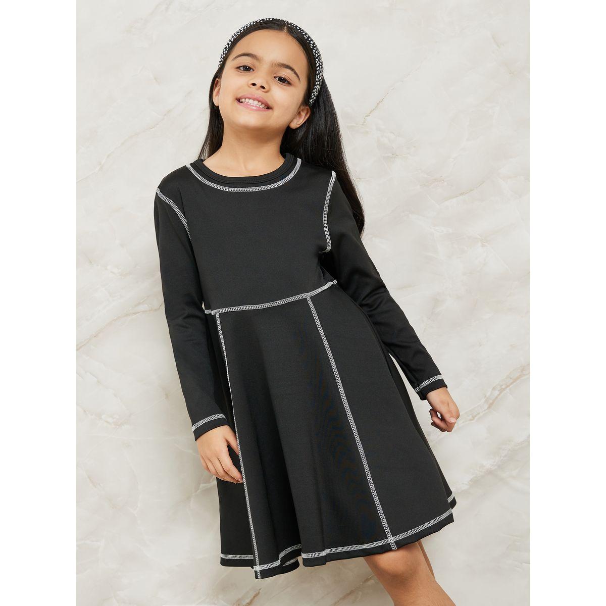 Styli Contrast Seam Ruffle Hem Dress-girls-clothing-dressesandjumpsuits-image-3