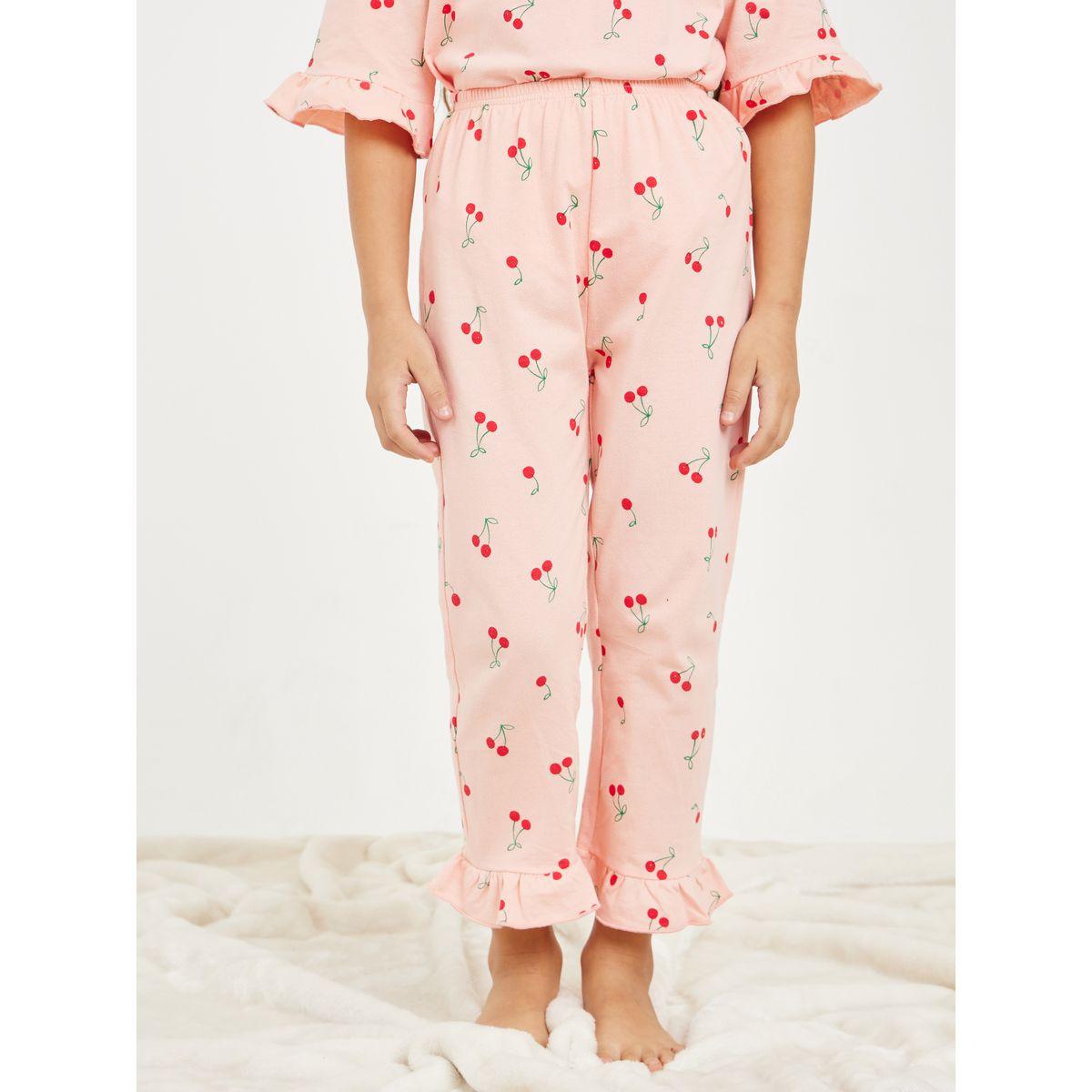 Styli Cherry Printed Top & Pyjama Set-girls-clothing-nightwear-image-5