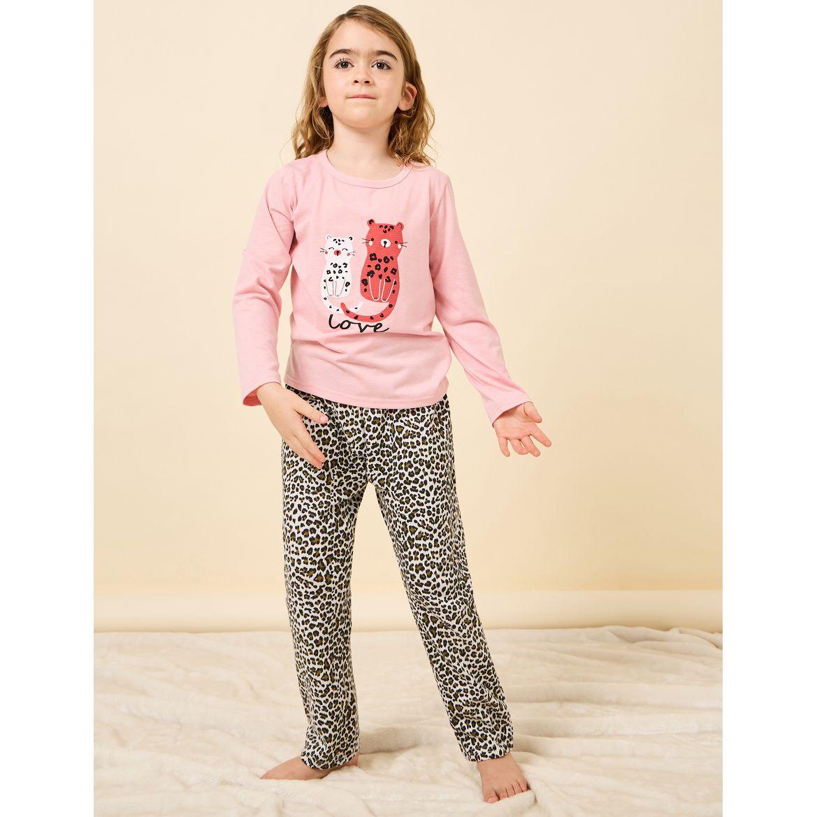 Styli Cat Graphic Print Top & Pyjama Set-girls-clothing-nightwear-image-2