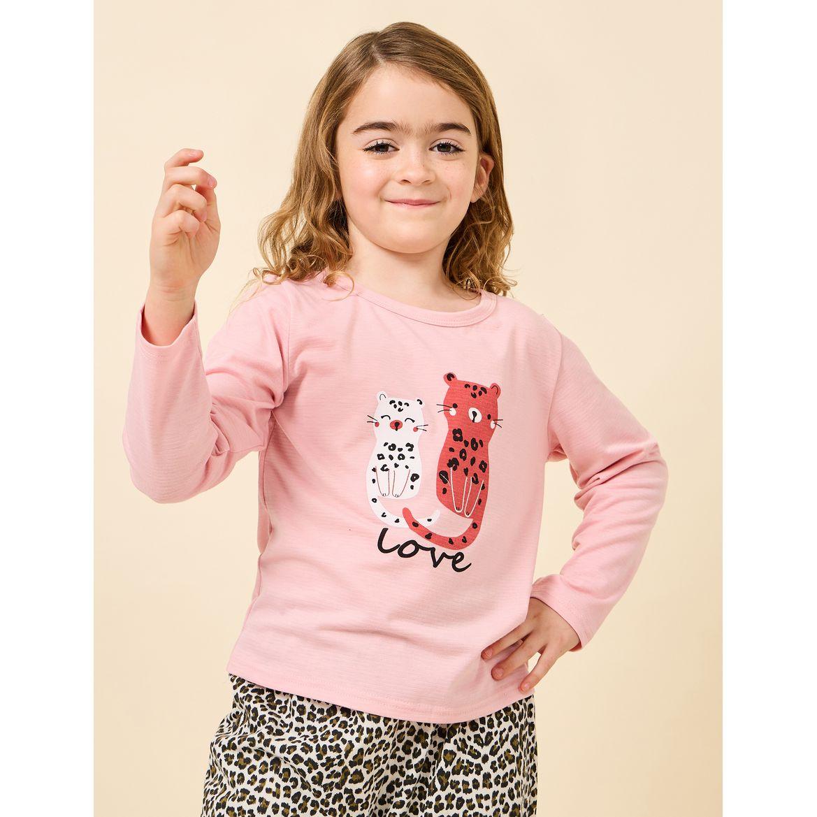 Styli Cat Graphic Print Top & Pyjama Set-girls-clothing-nightwear-image-3