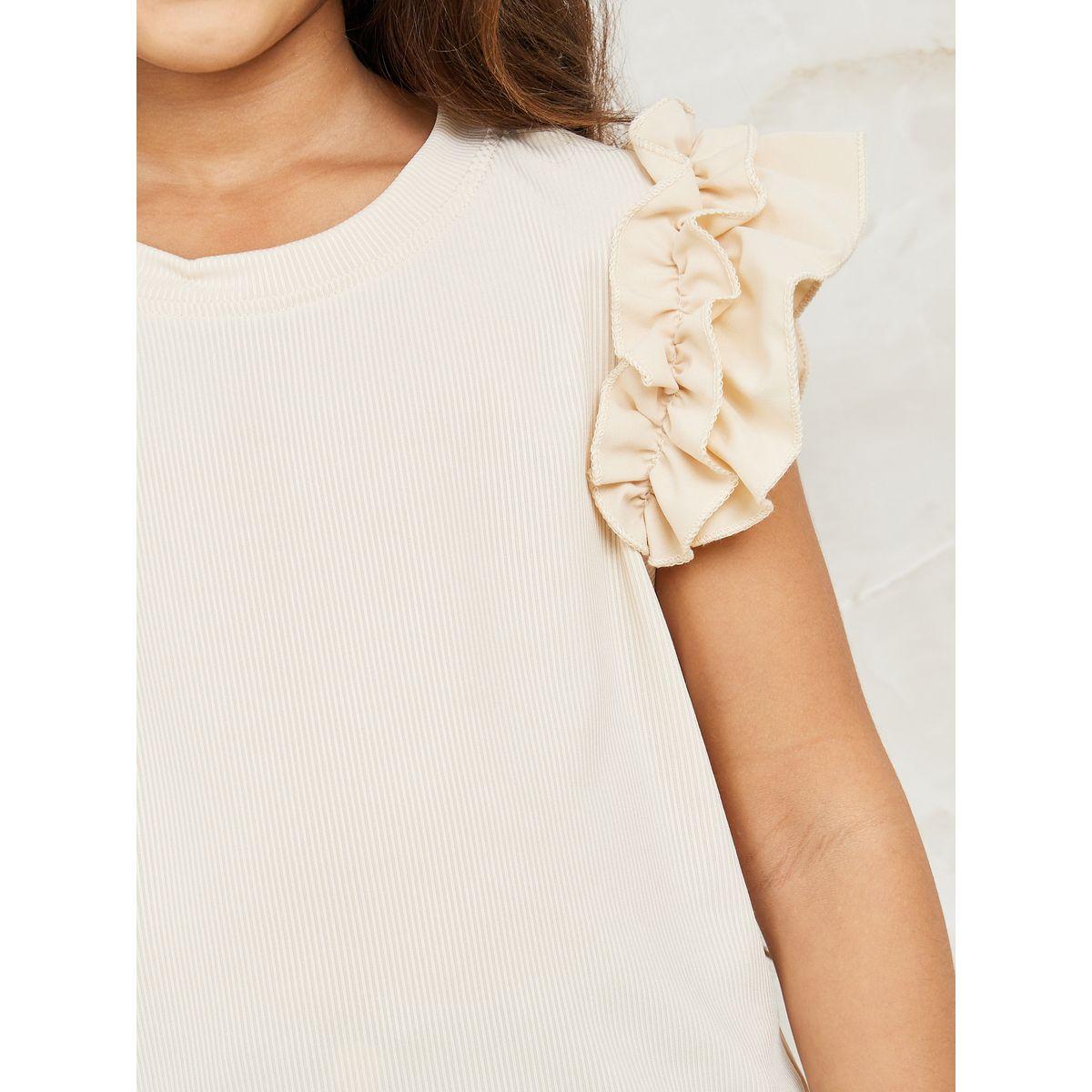 بلوزة مضلعة بأكمام كشكش-girls-clothing-tshirts-image-3