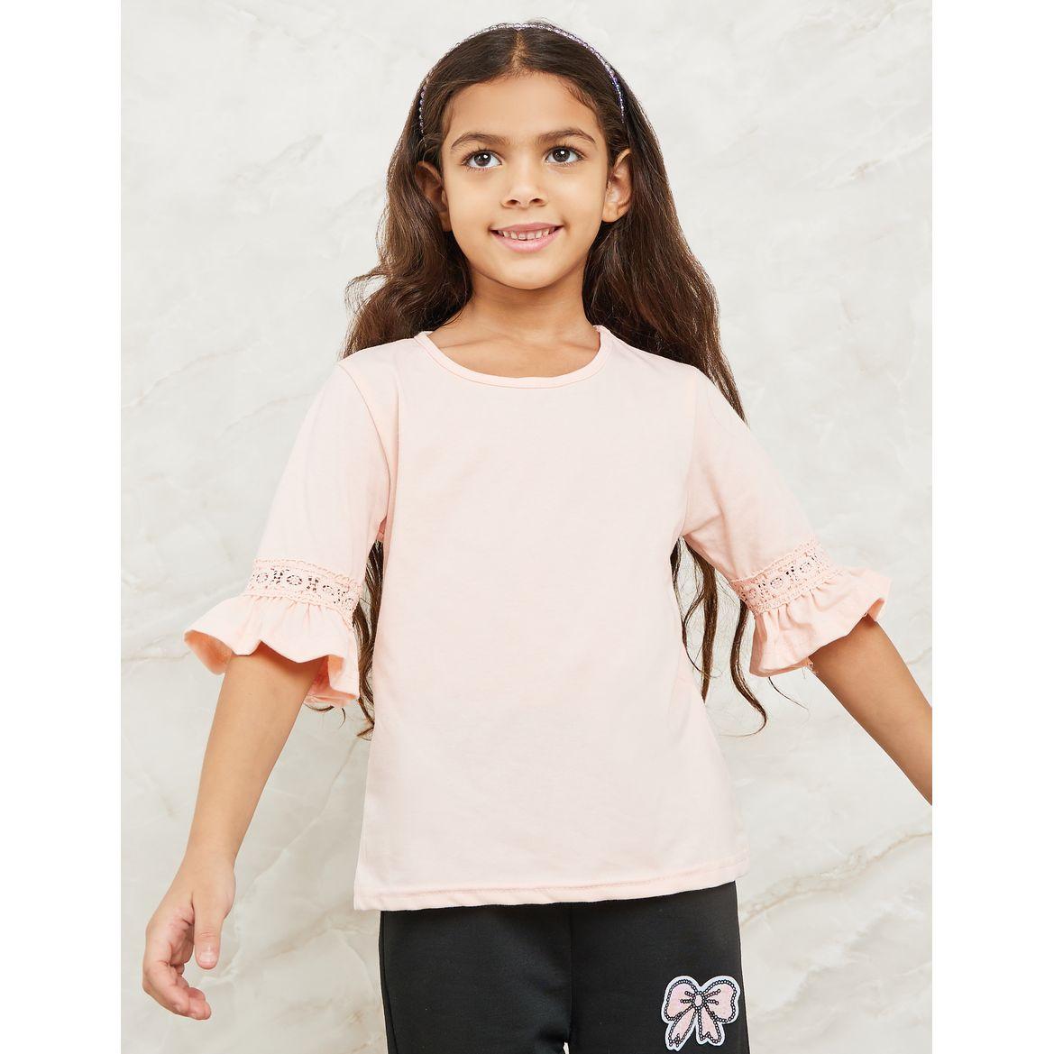 تيشيرت بتفاصيل دانتيل وكشكش-girls-clothing-tshirts-image-1