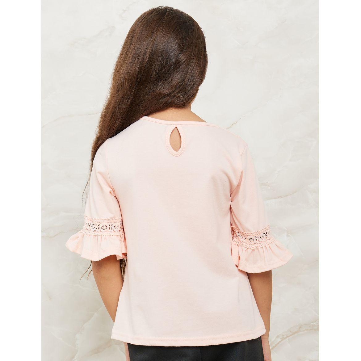 Styli Lace Insert Ruffle Sleeve T-Shirt-girls-clothing-tshirts-image-4