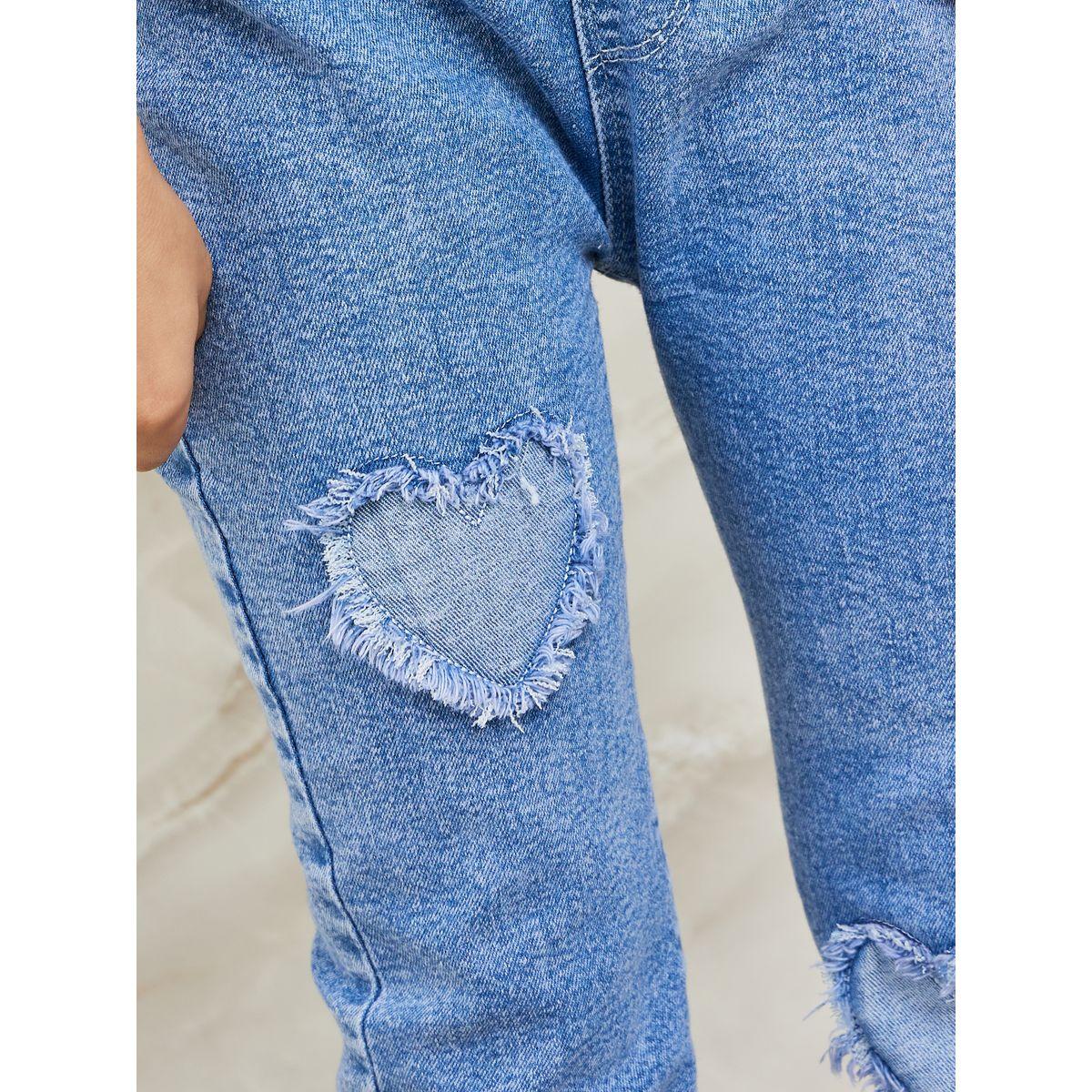 Styli Heart Patched Flare Leg Jeans with Stitched Pocket Detail-girls-clothing-bottoms-jeansandjeggings-image-3