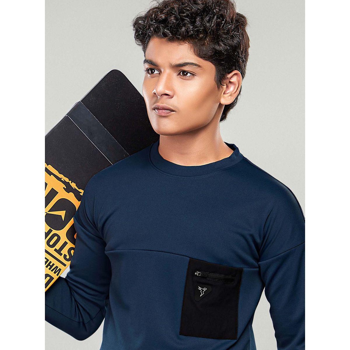Contrast Pocket Detail Crew Neck Active Sweatshirt-boys-clothing-jumpersandcardigans-image-1