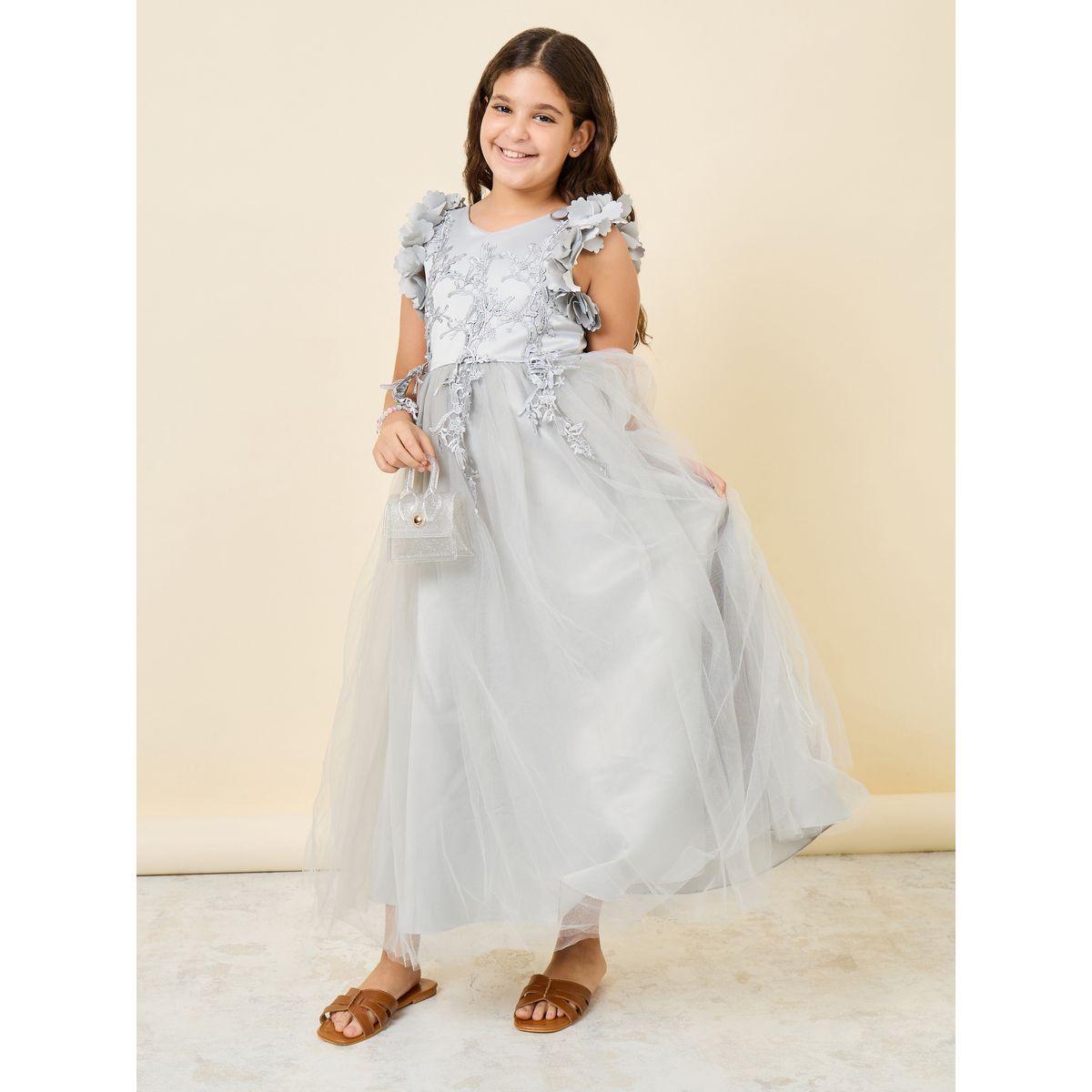 Styli Lace Applique Mesh Insert Maxi Dress-girls-clothing-dressesandjumpsuits-image-1