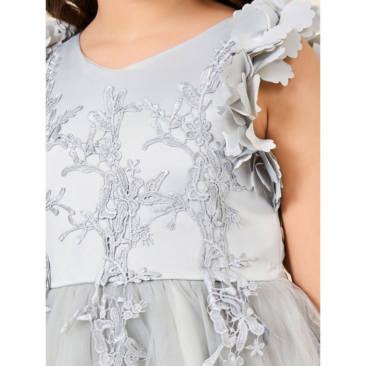 Styli Lace Applique Mesh Insert Maxi Dress-girls-clothing-dressesandjumpsuits-image-2