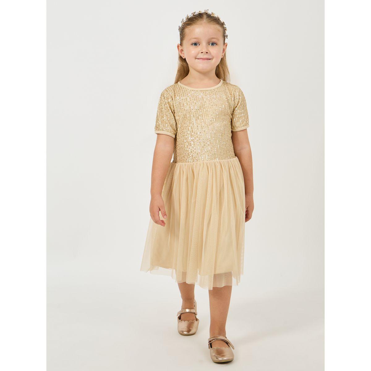 Styli Sequined Mesh Insert Dress-girls-clothing-dressesandjumpsuits-image-1