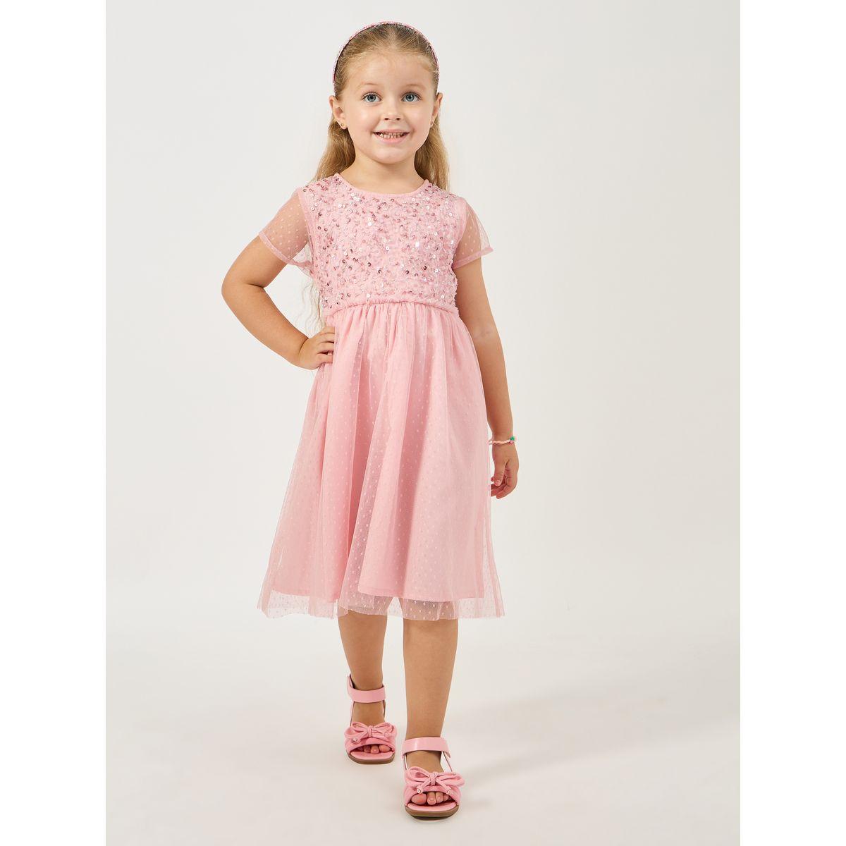 Styli Sequined Mesh Insert Dress-girls-clothing-dressesandjumpsuits-image-1