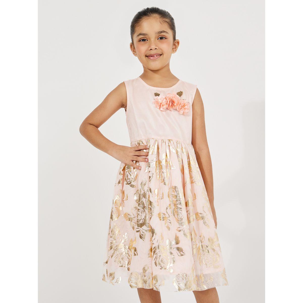 فستان بطبعة فويل مع زهرة كورساج-girls-clothing-dressesandjumpsuits-image-2