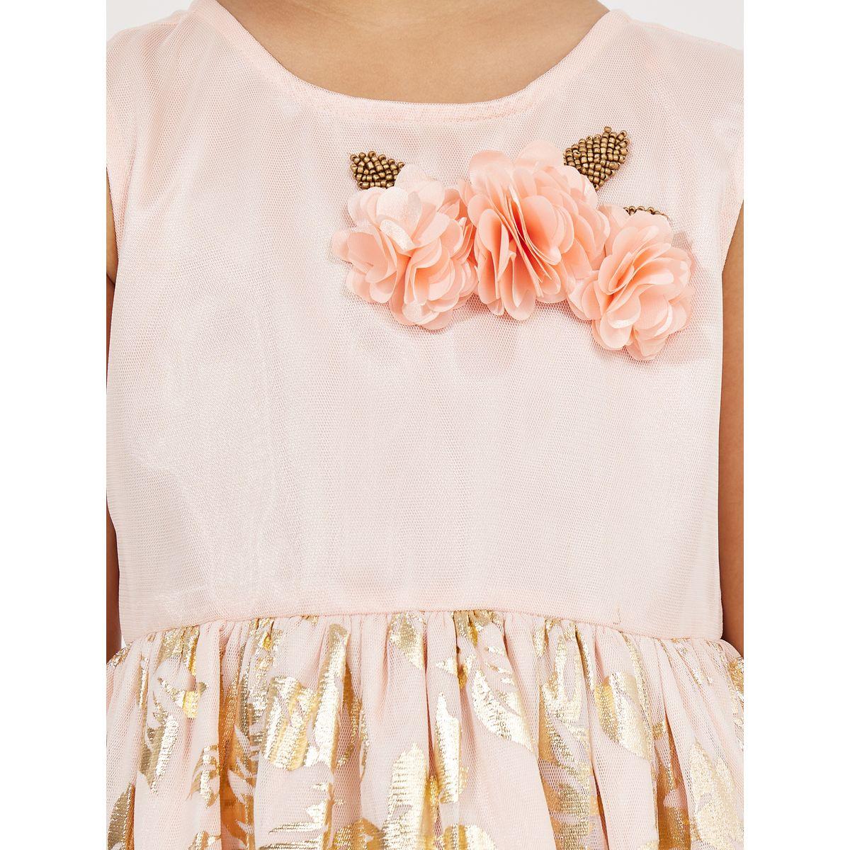 فستان بطبعة فويل مع زهرة كورساج-girls-clothing-dressesandjumpsuits-image-3