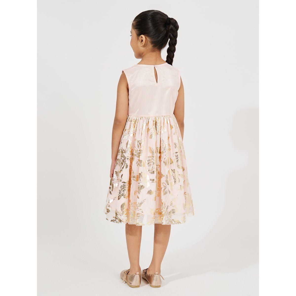 فستان بطبعة فويل مع زهرة كورساج-girls-clothing-dressesandjumpsuits-image-4