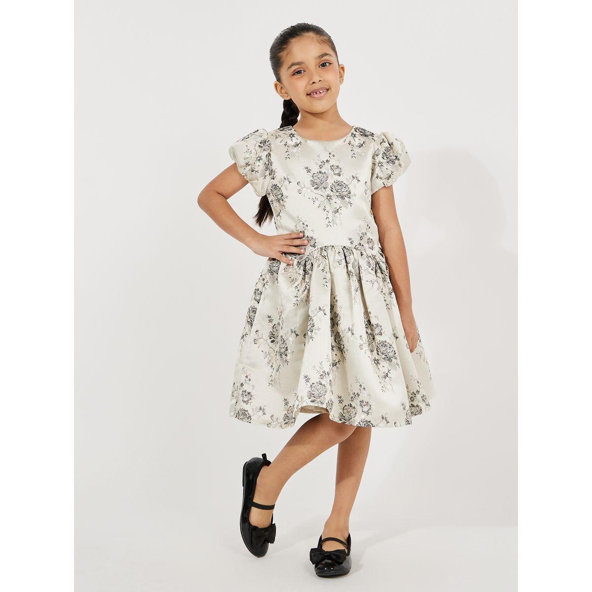 فستان جاكار باكمام منفوخة-girls-clothing-dressesandjumpsuits-image-1
