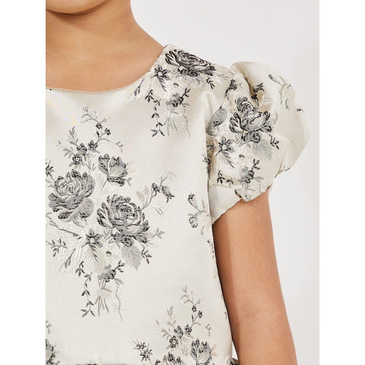 Styli Jacquard Puff Sleeves Dress-girls-clothing-dressesandjumpsuits-image-3