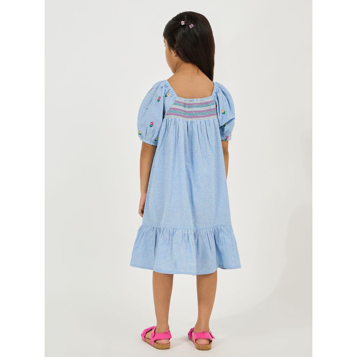 فستان بتفاصيل مُطرّزة واكمام منفوخة-girls-clothing-dressesandjumpsuits-image-4