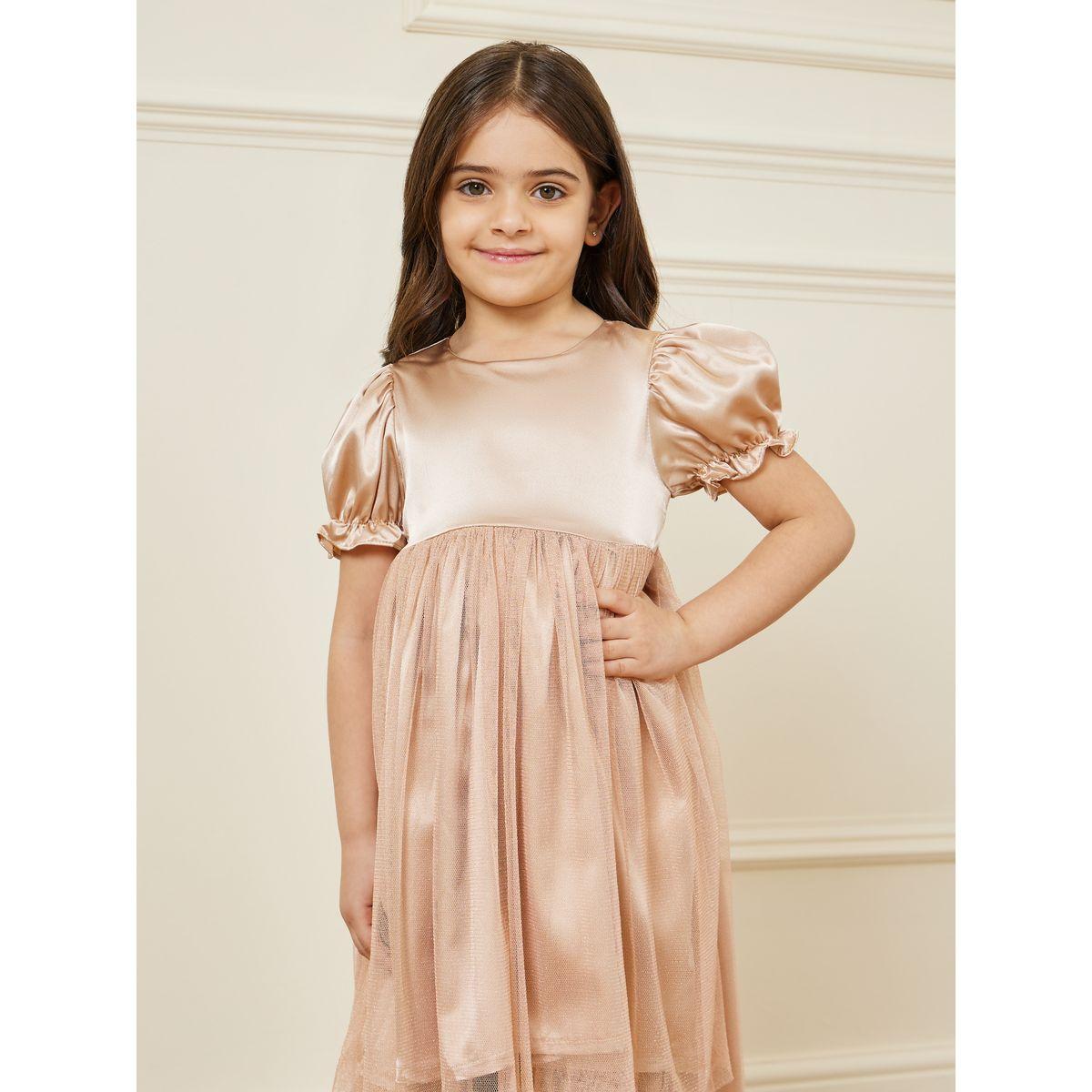 فستان بتفاصيل شبكية واكمام منفوخة-girls-clothing-dressesandjumpsuits-image-2