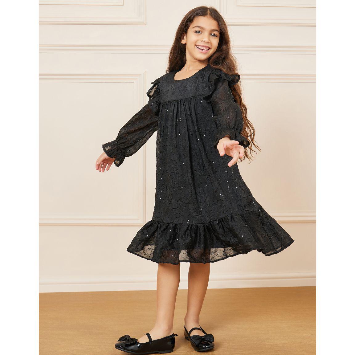 Styli Textured Sequin Ruffle Detail Tunic Dress-girls-clothing-dressesandjumpsuits-image-2