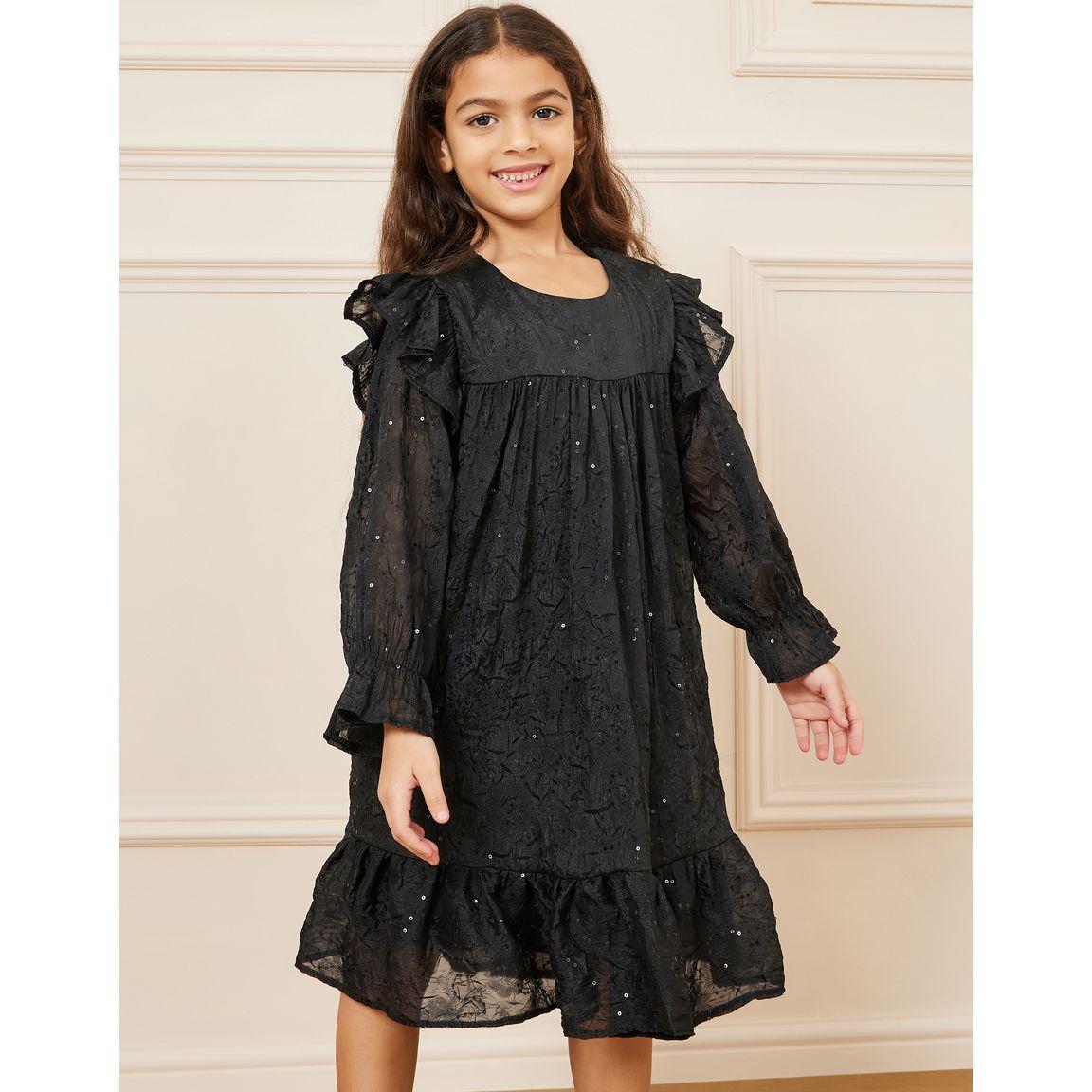 Styli Textured Sequin Ruffle Detail Tunic Dress-girls-clothing-dressesandjumpsuits-image-3