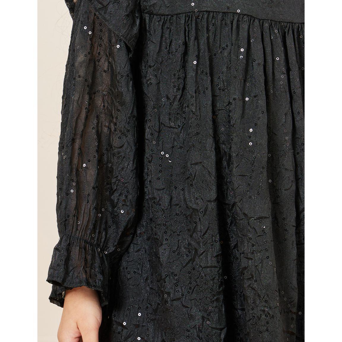 Styli Textured Sequin Ruffle Detail Tunic Dress-girls-clothing-dressesandjumpsuits-image-4