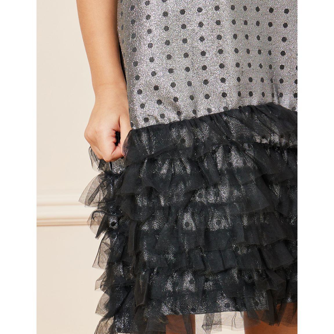 Styli Mesh Layered Hem Jacquard Print Midi Dress-girls-clothing-dressesandjumpsuits-image-3