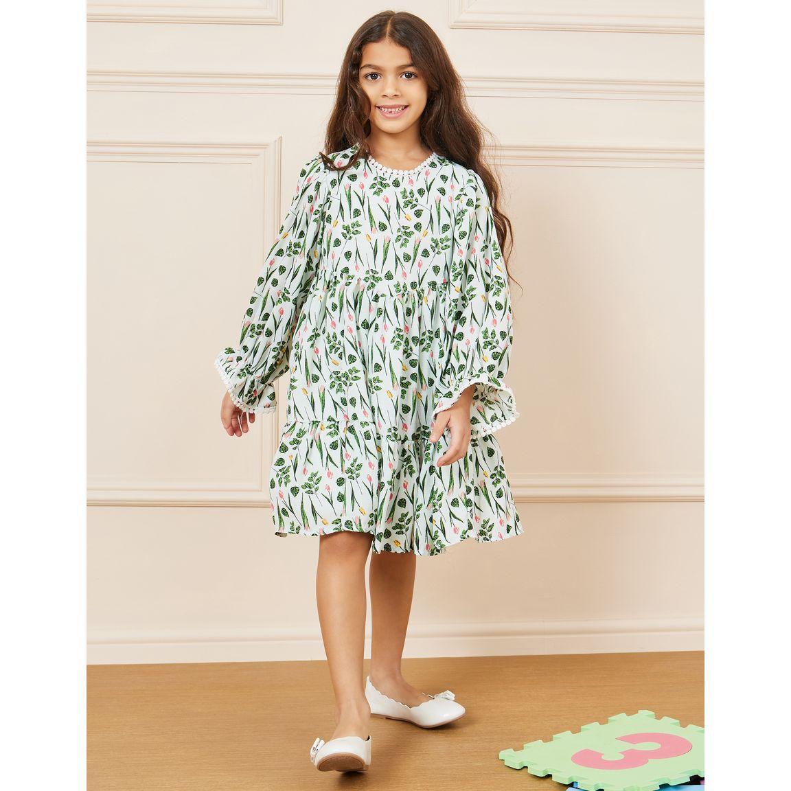 فستان تونيك مطبع بزهور مع كرات بوم بوم-girls-clothing-dressesandjumpsuits-image-1