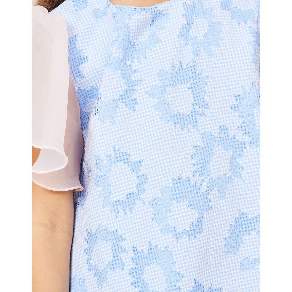 Styli Mesh Angel Sleeves Floral Print Textured Dress-girls-clothing-dressesandjumpsuits-image-3