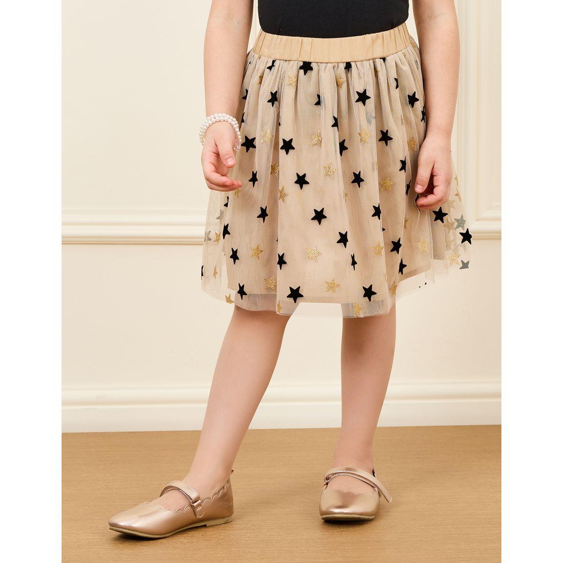 Styli Ruffle Detail T-shirt & Star Print Skirt Set-girls-clothing-setsandcoords-image-4