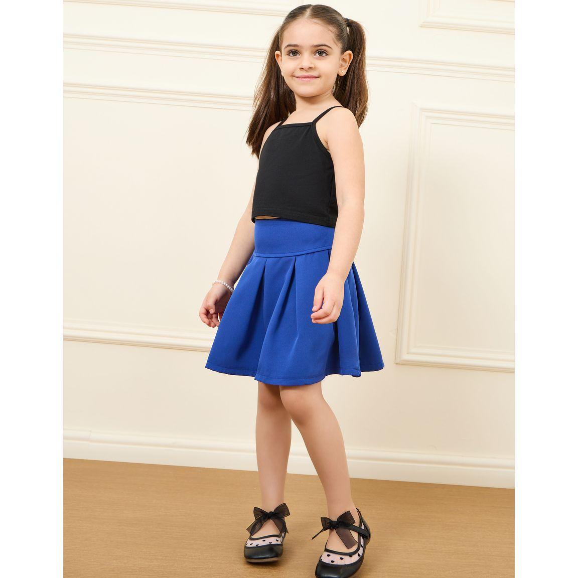 Styli Notch Neck Vest Blazer Cami Top & Peated Skirt Set-girls-clothing-setsandcoords-image-5
