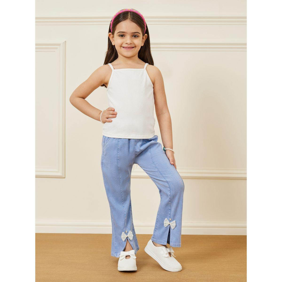 Styli Bow Patched Slit Detail Pants-girls-clothing-bottoms-trousers-image-1