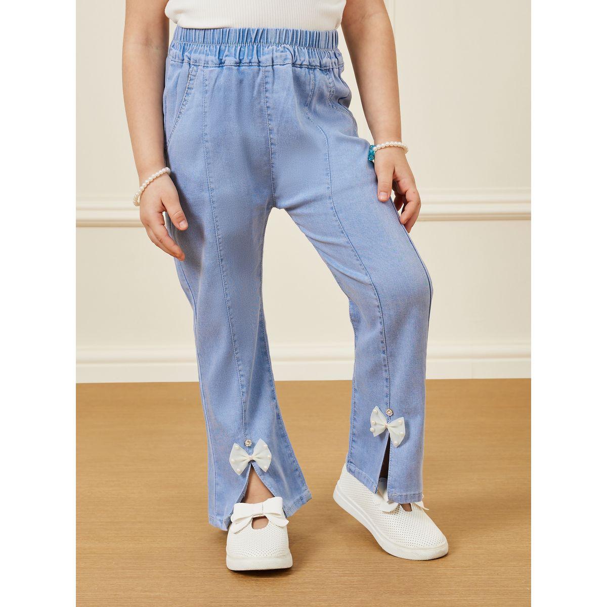 Styli Bow Patched Slit Detail Pants-girls-clothing-bottoms-trousers-image-2