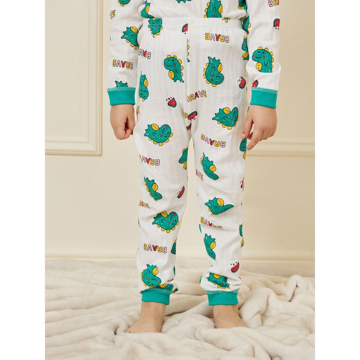 Styli Textured Graphic Print T-Shirt & Pyjama Set-boys-clothing-nightwear-image-5