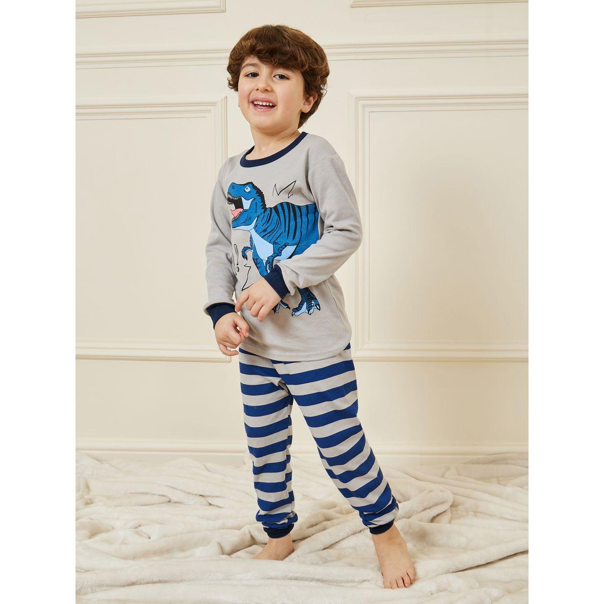 Styli Dinosaur Printed T-Shirt & Pyjama Set-boys-clothing-nightwear-image-1