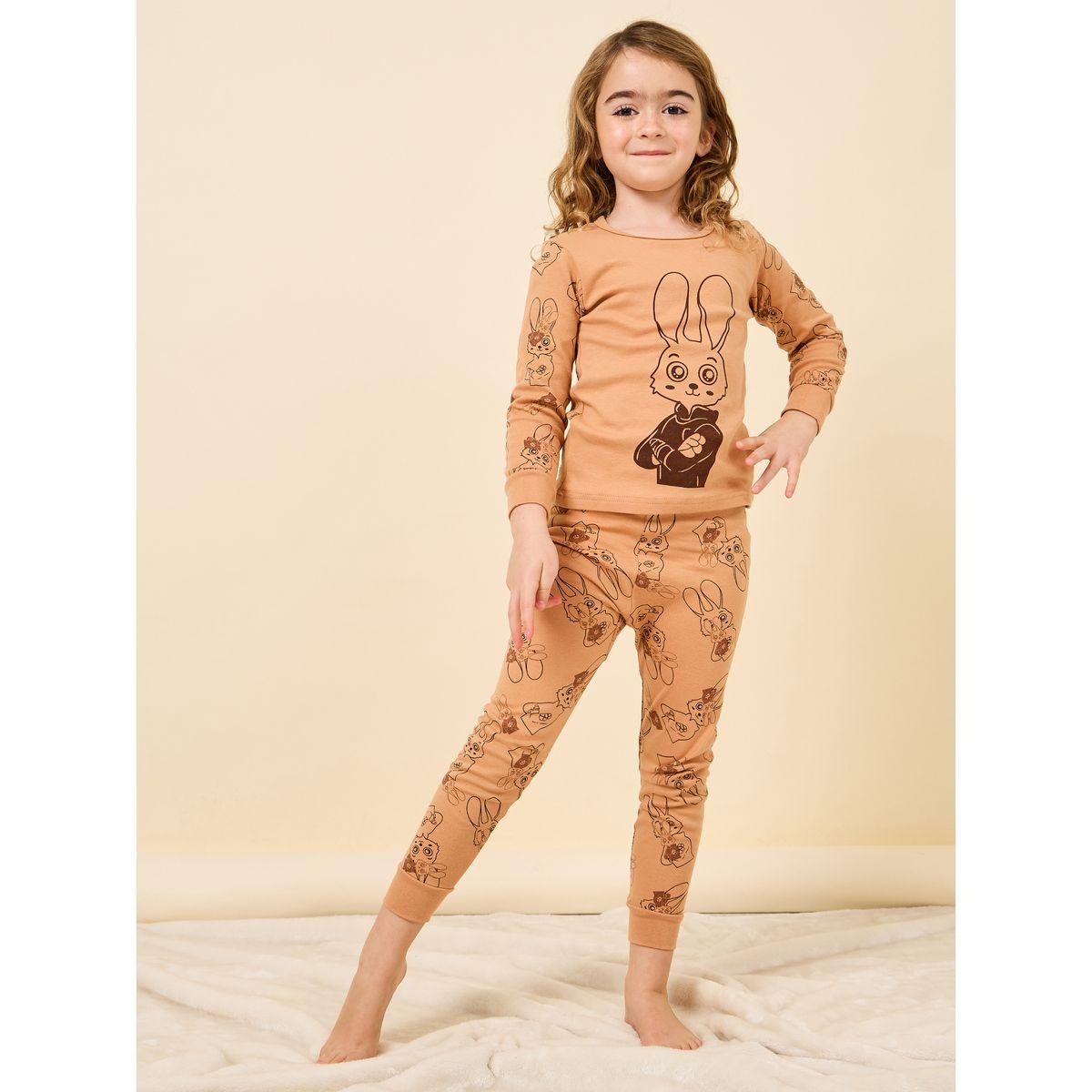 Styli Bunny Graphic Print T-Shirt & Pyjama Set-girls-clothing-nightwear-image-1