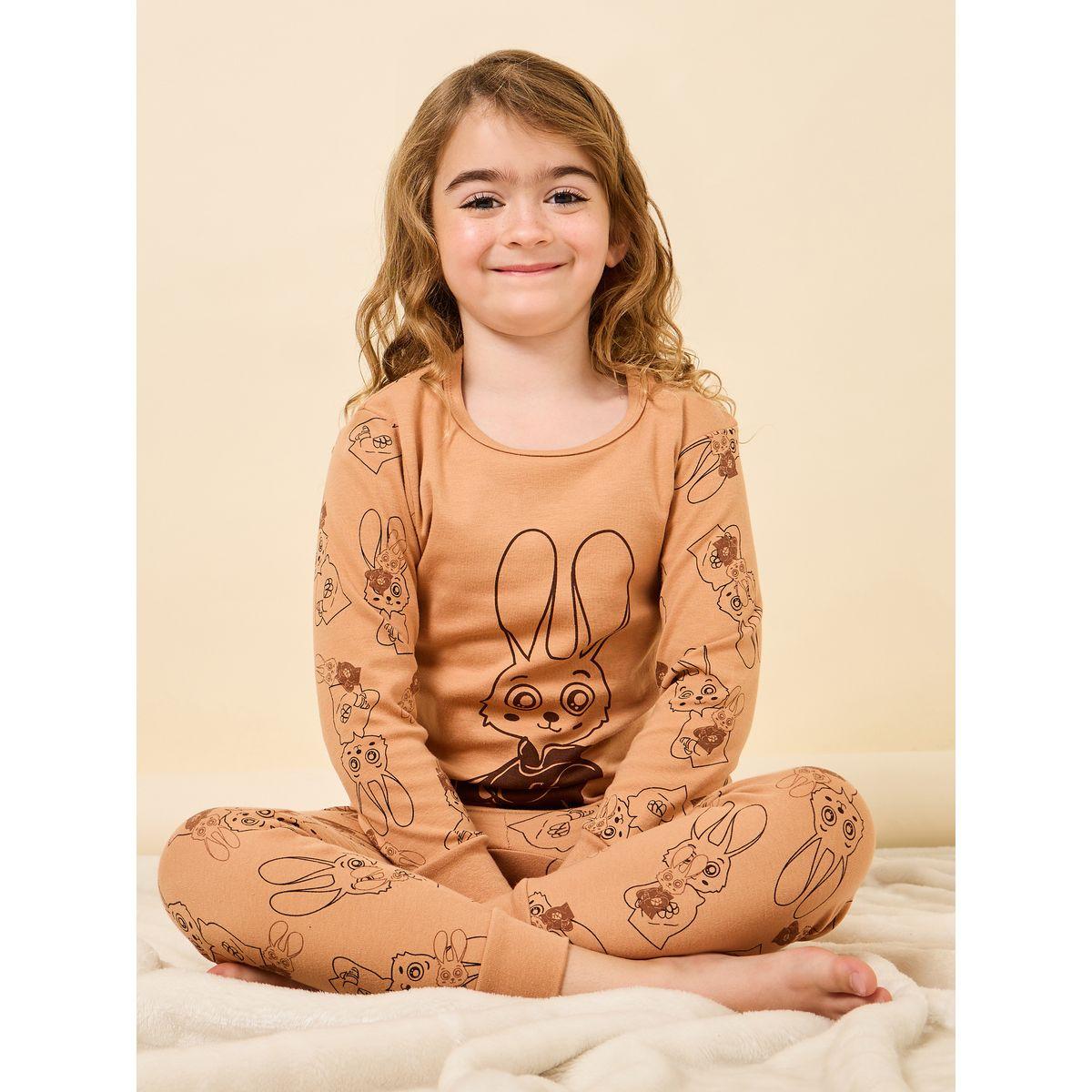 Styli Bunny Graphic Print T-Shirt & Pyjama Set-girls-clothing-nightwear-image-2
