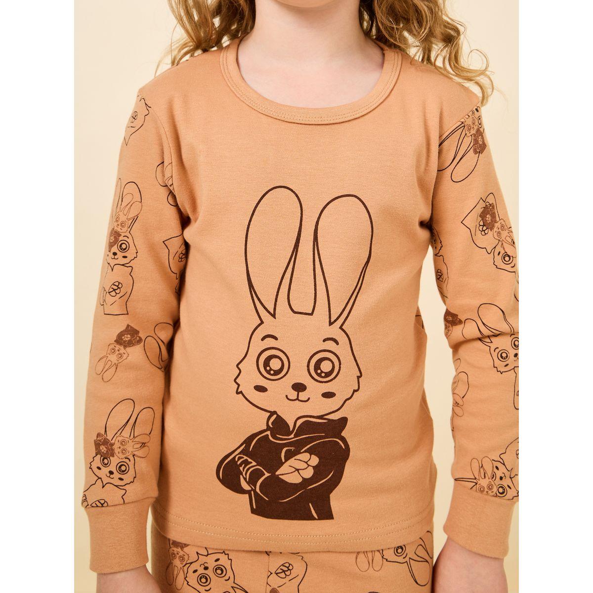 Styli Bunny Graphic Print T-Shirt & Pyjama Set-girls-clothing-nightwear-image-4