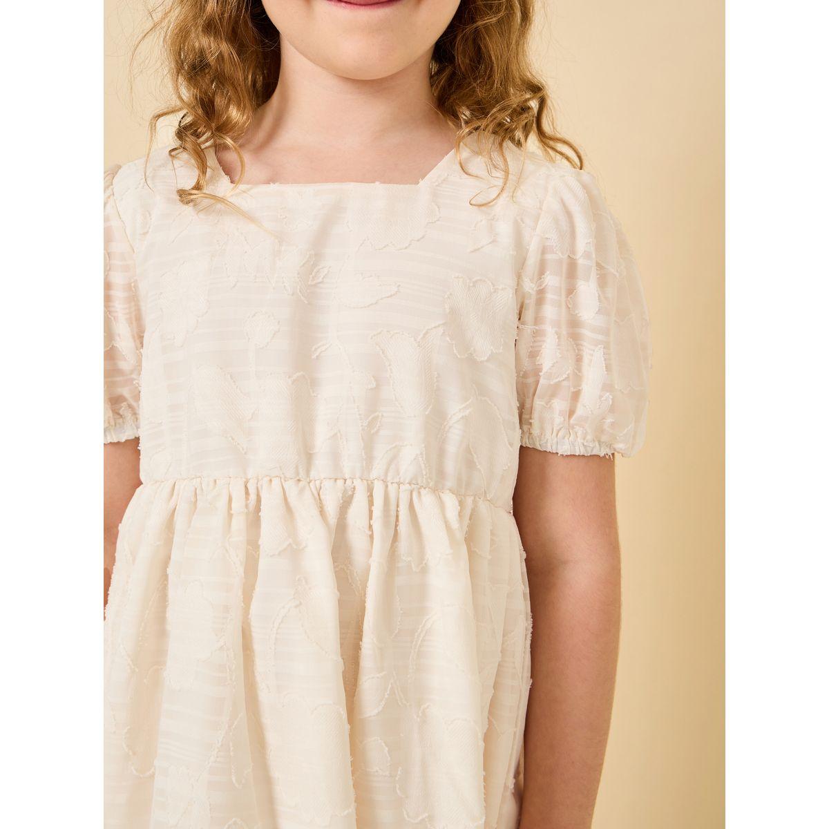 Styli Jacquard Mesh Detail Puff Sleeve Dress-girls-clothing-dressesandjumpsuits-image-3