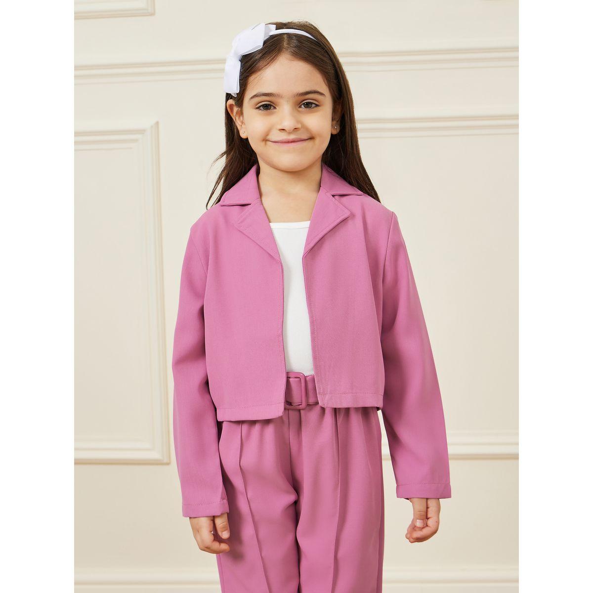 Styli Set of 3 - Solid Cami Top, Lapel Neck Jacket & Belted Pants-girls-clothing-setsandcoords-image-2