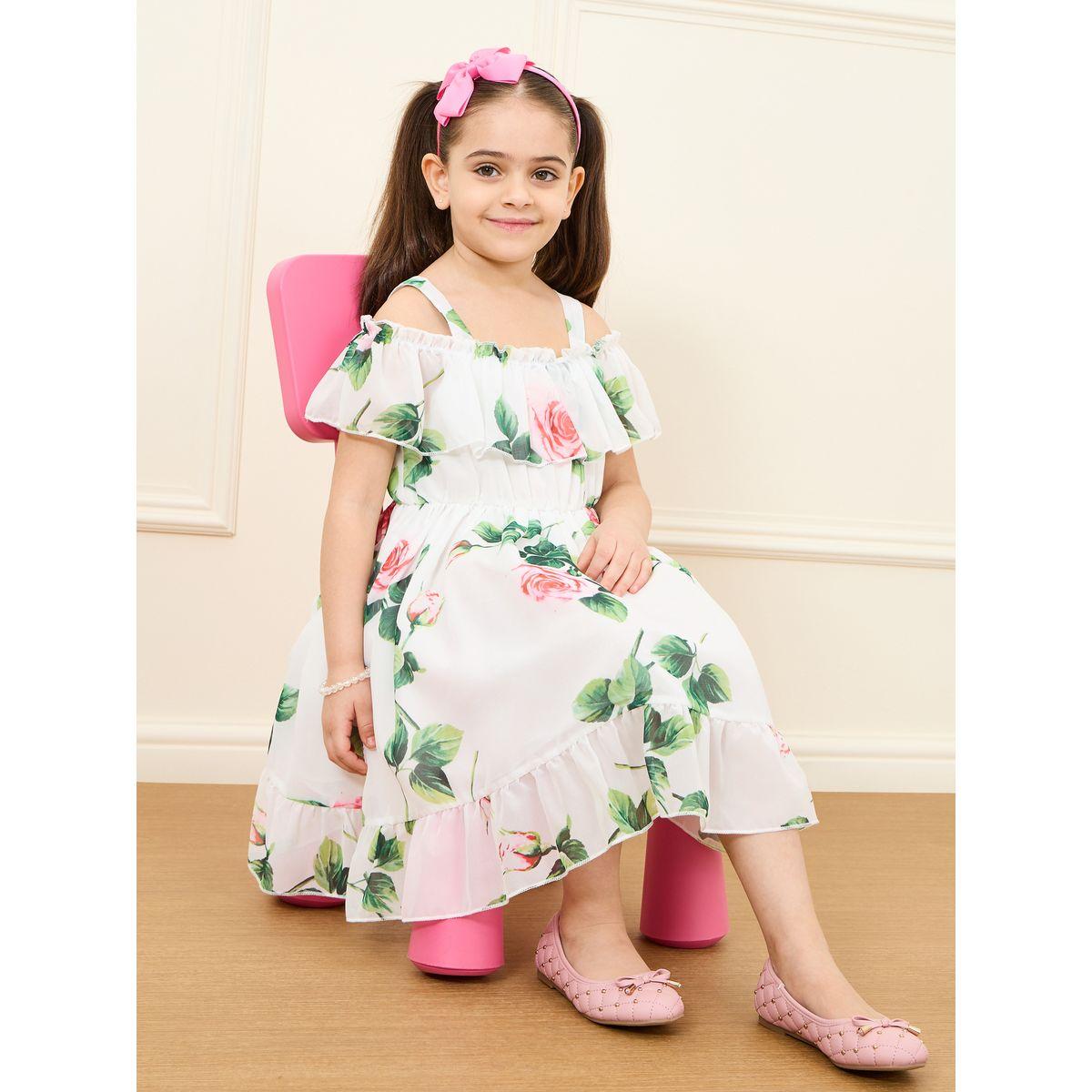 Styli All Over Floral Print Cold Shoulder Chiffon Dress-girls-clothing-dressesandjumpsuits-image-1