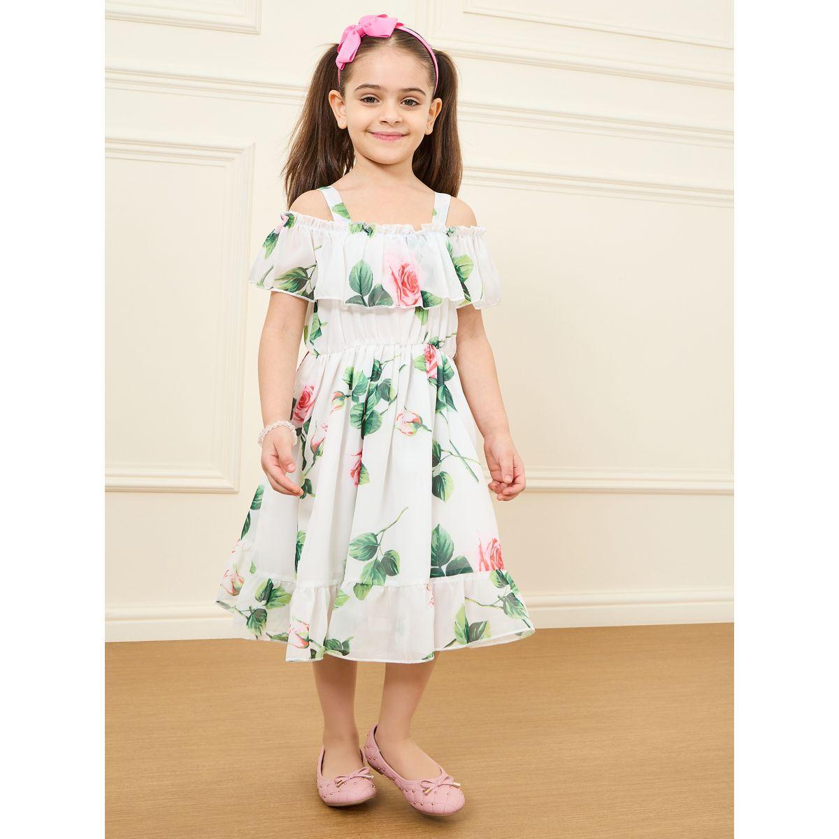 فستان شيفون مطبع بزهور مع اكتاف مكشوفة-girls-clothing-dressesandjumpsuits-image-2