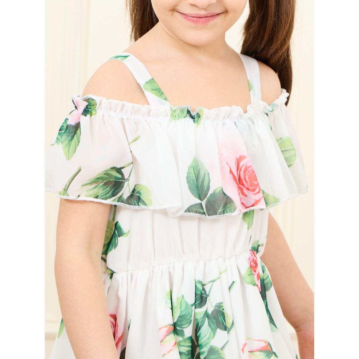 Styli All Over Floral Print Cold Shoulder Chiffon Dress-girls-clothing-dressesandjumpsuits-image-4