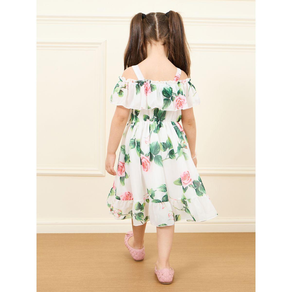 Styli All Over Floral Print Cold Shoulder Chiffon Dress-girls-clothing-dressesandjumpsuits-image-5