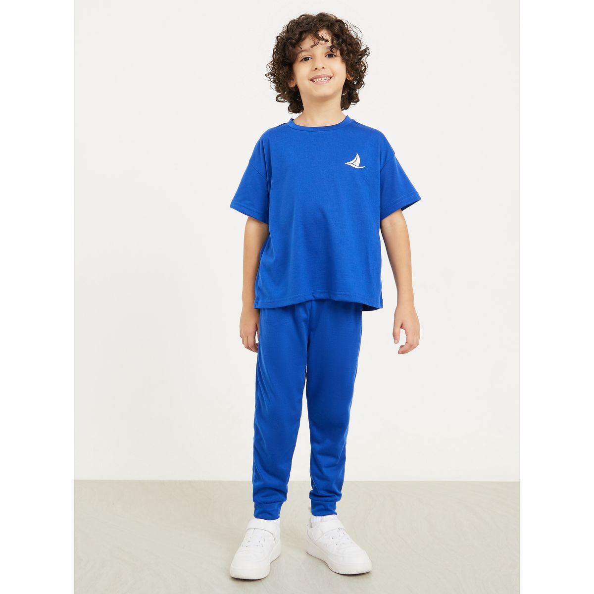 Styli Printed Drop Shoulder T-shirt & Solid Jogger Set-boys-clothing-setsandcoords-image-1