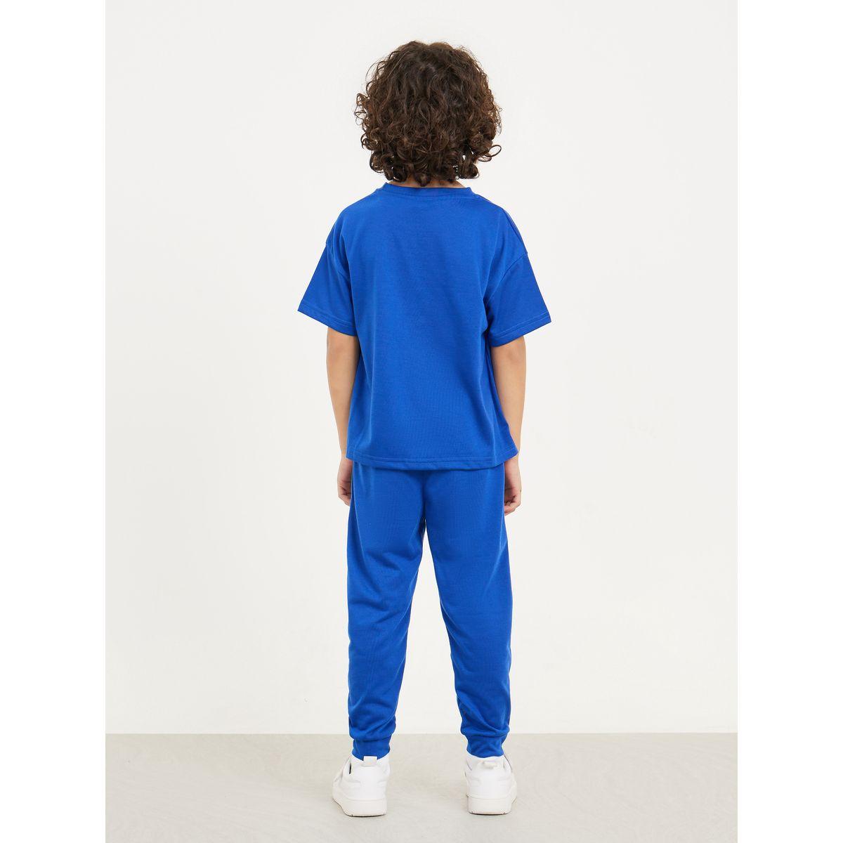 Styli Printed Drop Shoulder T-shirt & Solid Jogger Set-boys-clothing-setsandcoords-image-4