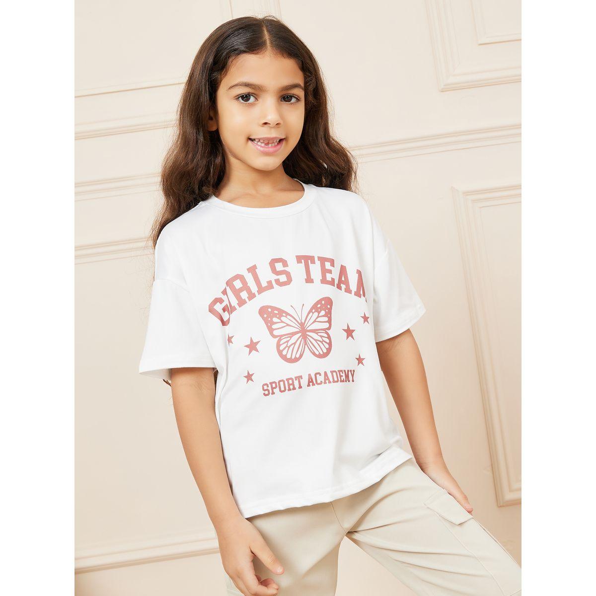 Styli Butterfly Printed Drop Shoulder T-shirt & Cargo Pant Set-girls-clothing-setsandcoords-image-3