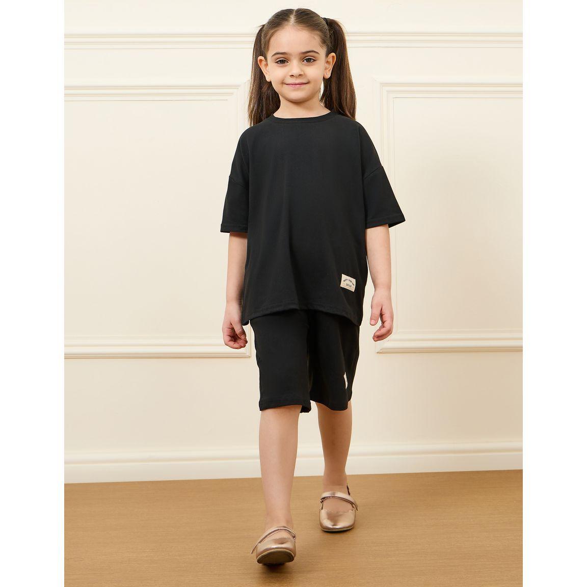 Styli Oversized Back Print Patch Detail T-shirt and Short Set-girls-clothing-setsandcoords-image-2