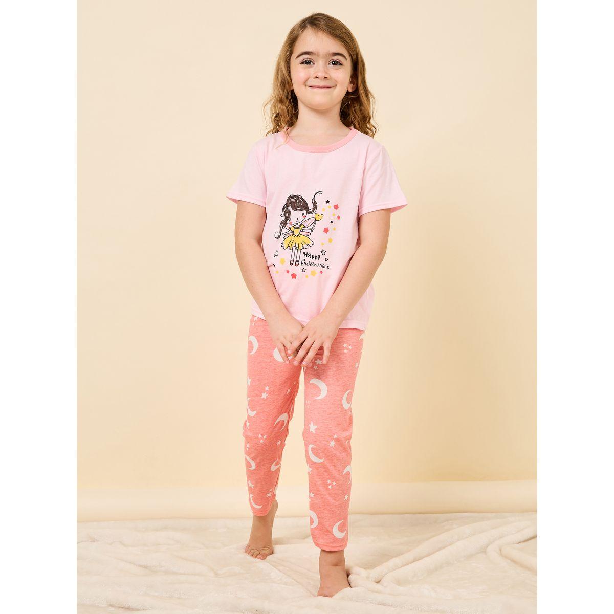 Styli Graphic Printed T-Shirt & Pyjama Set-girls-clothing-nightwear-image-1
