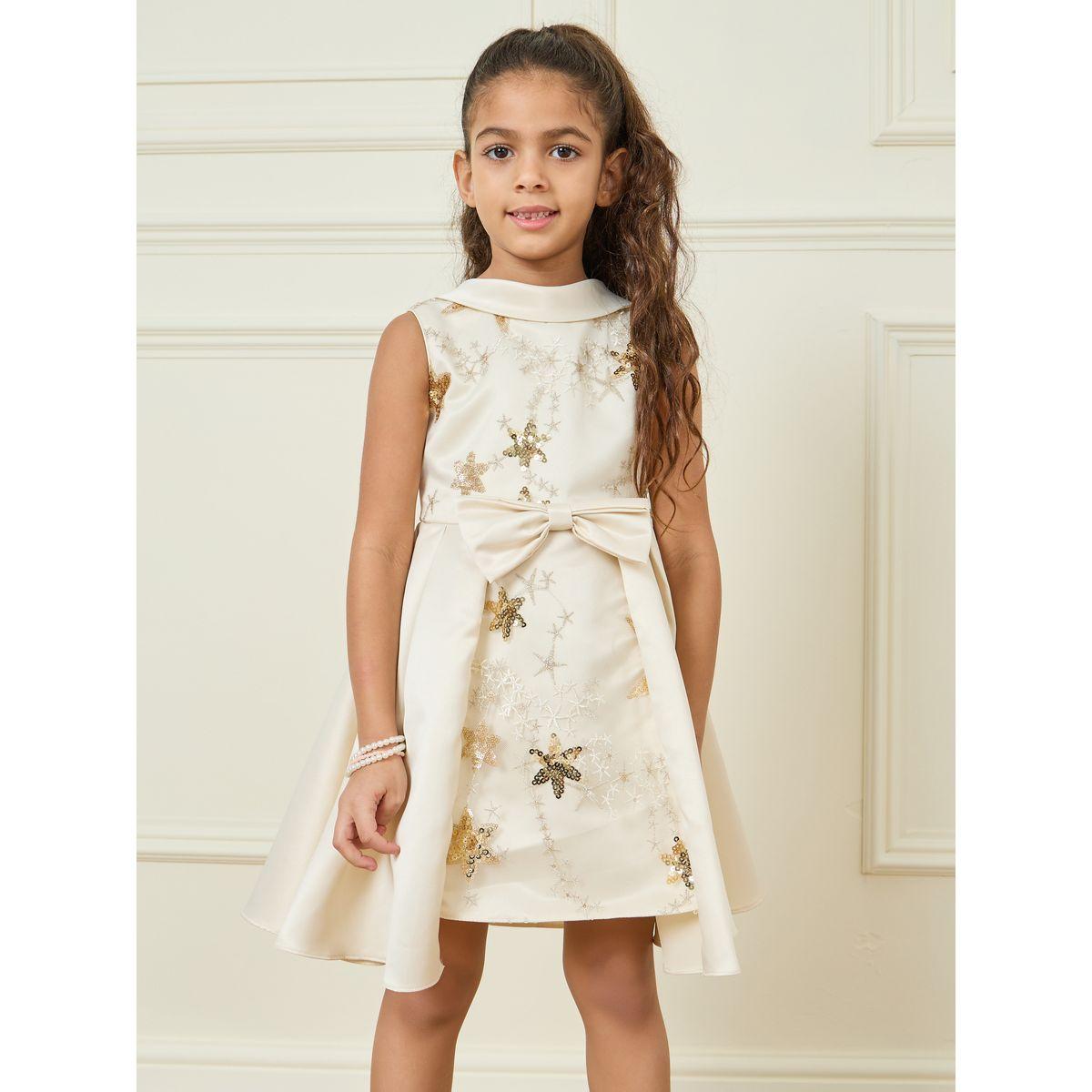Styli All Over Star Embellished Bow Front Layered Detail Dress-girls-clothing-dressesandjumpsuits-image-2