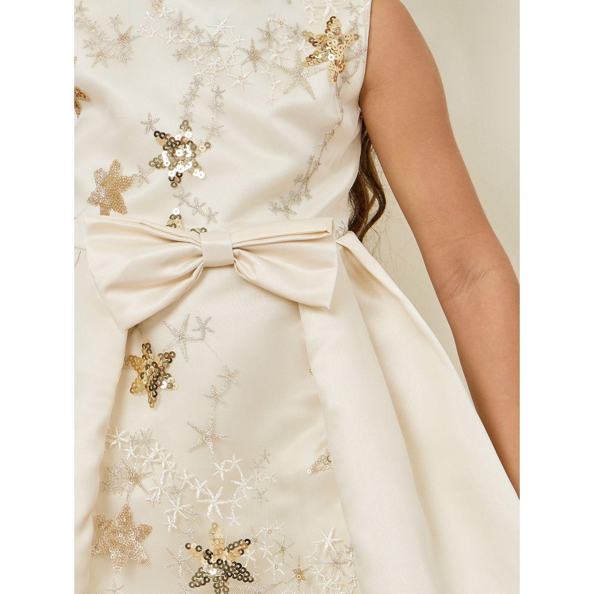 Styli All Over Star Embellished Bow Front Layered Detail Dress-girls-clothing-dressesandjumpsuits-image-3