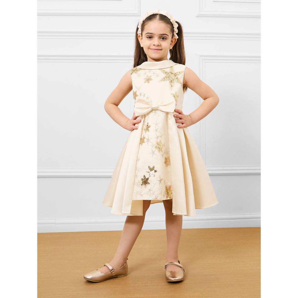 Styli All Over Star Embellished Bow Front Layered Detail Dress-girls-clothing-dressesandjumpsuits-image-1